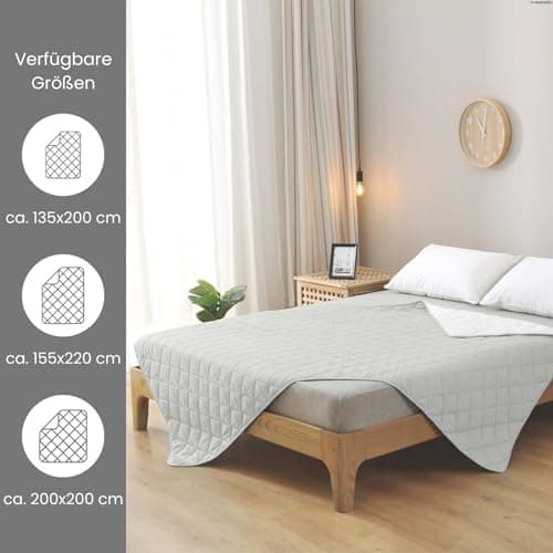 Wometo Microfaser Sommer Steppbett OekoTex - grün und hellgrün Kochfest -ideal für Camping und heiße Tage - 200x200 - oh