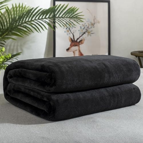 Kuscheldecke Flauschig Fleecedecke für Tiefen Schlaf und Bessere Erholung, Schwarz 130 x 160 cm