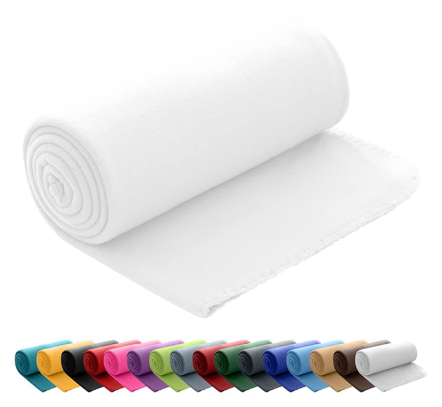 Polar Fleecedecke oekoTex 130x160 Anti-Pilling Kettelrand blau Mittelblau OEKO-TEX STANDARD 100