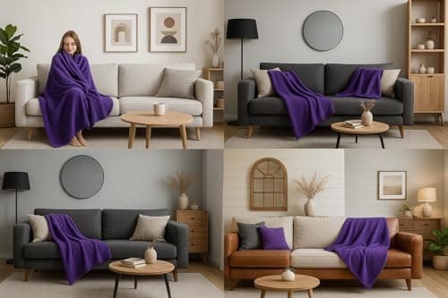 Betz Fleecedecke – weiche Wohndecke & Kuscheldecke – fürs Sofa & Bett – flauschig, leicht, wärmend & pflegeleicht – lila