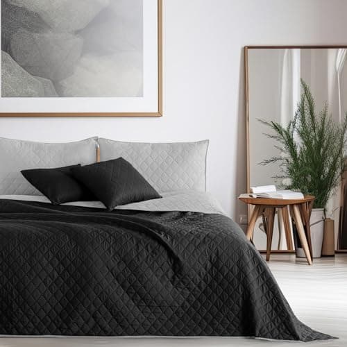 DecoKing Tagesdecke 260 x 280 Steel Silver Grey Dimgray Zweiseitig Pflegeleicht Axel