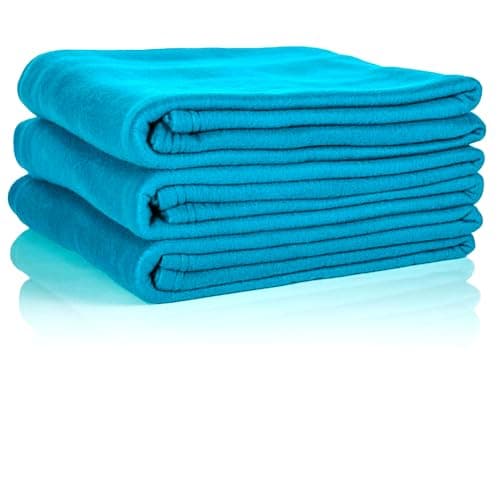 Oeko Tex Fleecedecken 3er Set - jeansblau, 130x160 cm, 200 g/m2 - Sofa- und Couchdecke - Picknick- und Kuscheldecke - OE