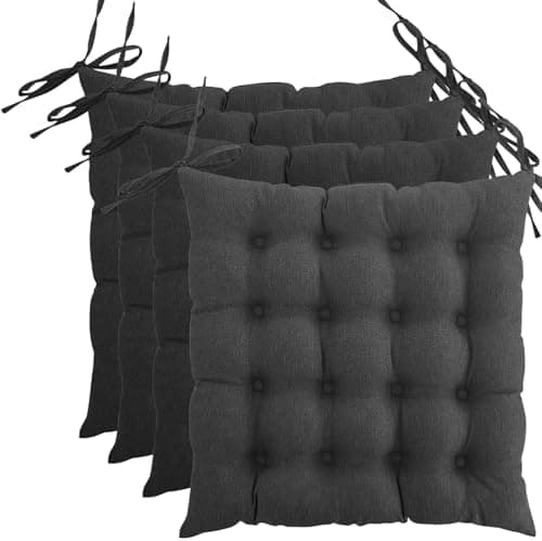 Wometo 4er Set Sitzkissen Stuhl OekoTex - beigeh ConfigurationManager Stuhlkissen Funktionales Polster mit Bändern OEKO-