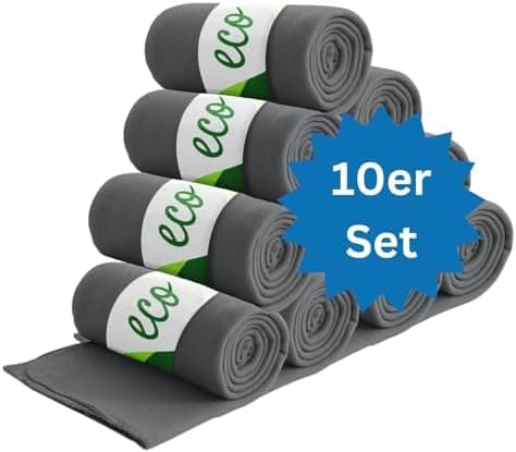 Wometo 10er Vorteilspack Fleecedecke grau Anti-Pilling Kettelrand
