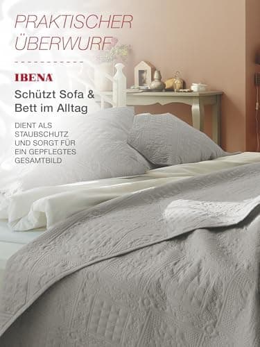 Ibena Nancy Tagesdecke 220x250 cm - Leichte Rosa Decke mit Zopfmuster für Luxuschlaf