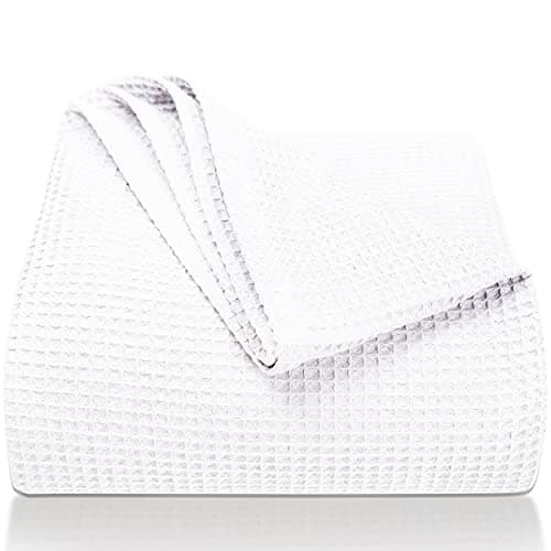 LAYNENBURG Premium Sommerdecke 150 x 200 cm - Waffelpique 100% Baumwolle - Creme OEKO-TEX STANDARD 100