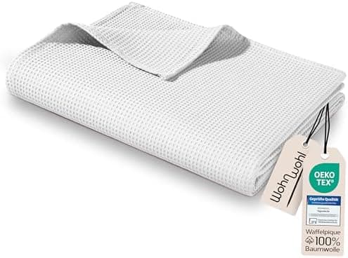 Tagesdecke Grau 100% Baumwolle Pflegeleicht Sommerdecke