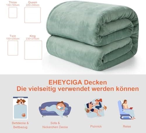 EHEYCIGA Flauschig weiche Kuscheldecke Grau 130x165 für Wohnzimmer und Sofa OEKO-TEX
| EHEYCIGA weiche warme Fleecedeck