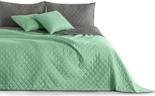 DecoKing Tagesdecke 260 x 280 Steel Silver Grey Dimgray Zweiseitig Pflegeleicht Axel