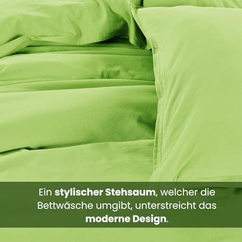 Wometo Bettwäsche Renforce Stone-Washed - Curry Gelb 100% Baumwolle OEKO-TEX Weich Modern Used-Look Leinen-Optik OEKO-TE