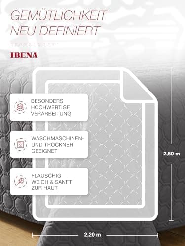 Ibena Nancy Tagesdecke 220x250 cm - Leichte Rosa Decke mit Zopfmuster für Luxuschlaf