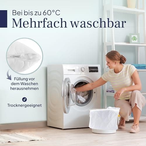 Gentle North Kopfkissen (40x40 cm) - 2er Set - Weiß für Bett und Deko - Ökotex - Waschbar - Reißverschluss für Füllung