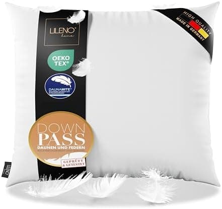 Lilenno Home 3-Kammer Daunenkissen 40x80 - Allergiker geeignet - langlebiges Kopfkissen mit Daunen- und Federn-Füllung