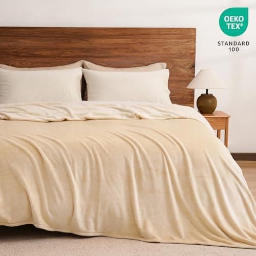 Oeko-Tex Weich Warm Kuscheldecke PHF Flauschig Fleecedecke 130x150cm - Beige, Couch, Sofa & Bett Überwurf
