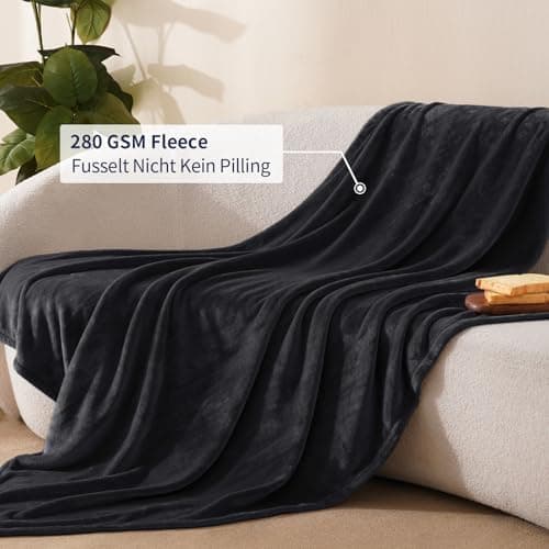 Oeko-Tex Weich Warm Kuscheldecke PHF Flauschig Fleecedecke 130x150cm - Beige, Couch, Sofa & Bett Überwurf