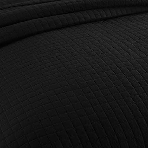 WOLTU Tagesdecke Steppdecke Doppelbett Dunkelgrau-Crème 170x210 cm 360GSM Global Recycled Standard Kariert