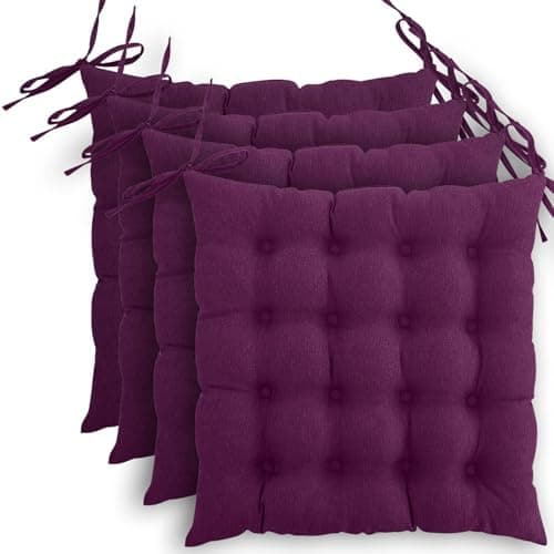 Wometo 4er Set Sitzkissen Stuhl OekoTex - beigeh ConfigurationManager Stuhlkissen Funktionales Polster mit Bändern OEKO-