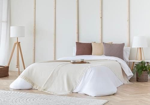 Todocama Mehrzweck-Tagesdecke - Überwurf für Bett und Sofa, cremefarben (125 x 180 cm) | Jarapas | Haushaltsgeräte | cre