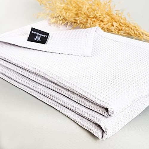 LAYNENBURG Premium Sommerdecke 150 x 200 cm - Waffelpique 100% Baumwolle - Creme OEKO-TEX STANDARD 100