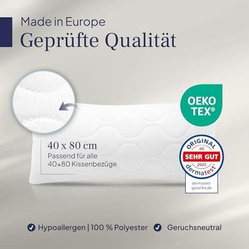 Gentle North Kopfkissen (40x40 cm) - 2er Set - Weiß für Bett und Deko - Ökotex - Waschbar - Reißverschluss für Füllung