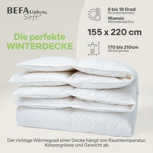 NOMITE Downewecker Ganzjahr 135x200 cm | 90% Federn & 10% Daunen | atmungsaktiv & pflegeleicht | für Allergiker | Tierwo