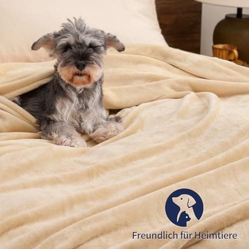 Oeko-Tex Weich Warm Kuscheldecke PHF Flauschig Fleecedecke 130x150cm - Beige, Couch, Sofa & Bett Überwurf