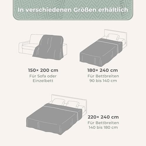 Gräfenstayn Premium Baumwolltagesdecke Creme - 100% Baumwolle - Sommerdecke - Fischgrätenmuster - Bett- und Couch-Überwu