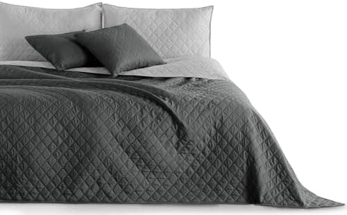 DecoKing Tagesdecke 260 x 280 Steel Silver Grey Dimgray Zweiseitig Pflegeleicht Axel