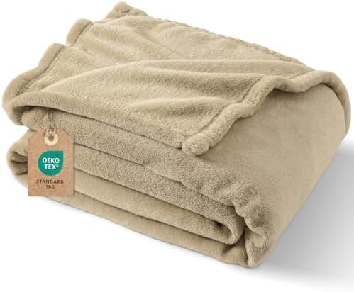 Oeko-Tex Weich Warm Kuscheldecke PHF Flauschig Fleecedecke 130x150cm - Beige, Couch, Sofa & Bett Überwurf