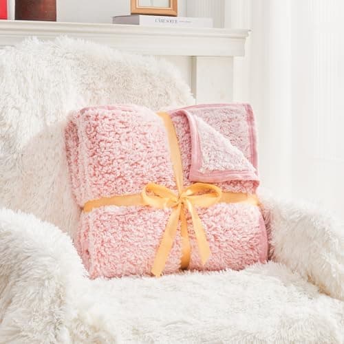 EMME Flauschige Sherpa Kuscheldecke Oeko-Tex 150x200 cm, perfekt für Winterspazieren und Relaxen - doppelseitig weich, l