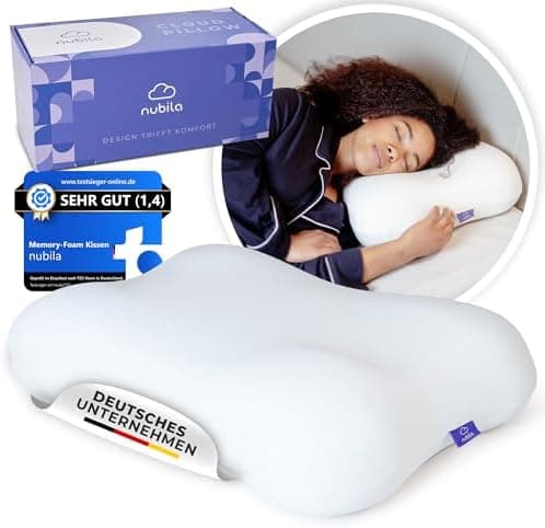 Nubila® Orthopädisches Nackenstützkissen für Seitenschläfer | Rückenschmerzen lindert | Extra Soft 40x20 cm | Schlafqual
