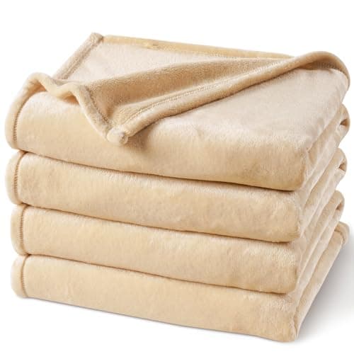 Oeko-Tex Weich Warm Kuscheldecke PHF Flauschig Fleecedecke 130x150cm - Beige, Couch, Sofa & Bett Überwurf