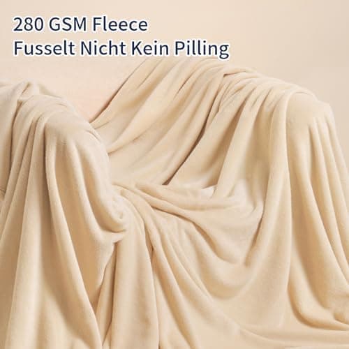 Oeko-Tex Weich Warm Kuscheldecke PHF Flauschig Fleecedecke 130x150cm - Beige, Couch, Sofa & Bett Überwurf