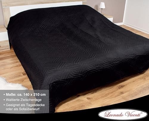 Leonardo Vicenti XXL Bettüberwurf Klassiche Tagesdecke für Familie und Invité zu Hause warm und bequem 150x200cm-control
