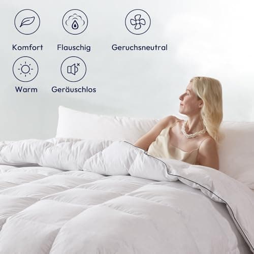 Premium Daunendecke 135x200cm, Ganzjahresdecke für die gesamte Familie, perfekt zur Winterschluss/libsaison, 100% Geräus
