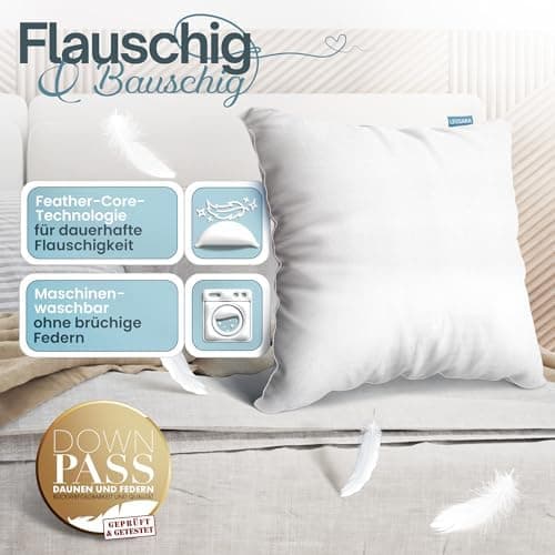 Kopfkissen Federkissen mit 100% Federfüllung – Atemaktiv – 80x80 cm – Optimale Stützkraft für erholsamen Schlaf (2er Set