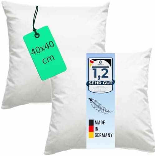 Luxusfeder 2er Sofakissen 100% Baumwolle Bezug - Feder Füllung 350g - Öko-Tex