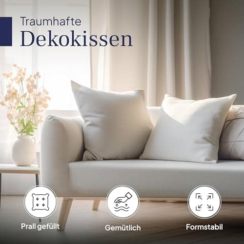Gentle North Kopfkissen (40x40 cm) - 2er Set - Weiß für Bett und Deko - Ökotex - Waschbar - Reißverschluss für Füllung