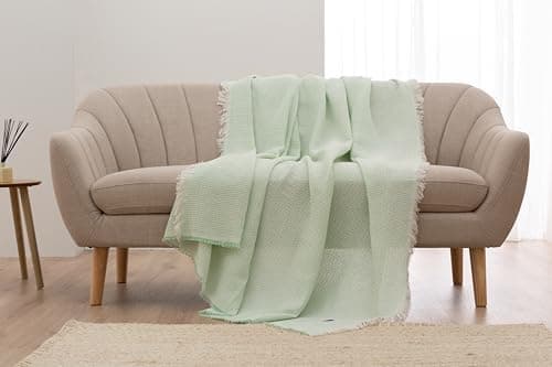Todocama Mehrzweck-Tagesdecke - Beige Sand, 180 x 260 cm, Bett und Sofa Überwurf, Jarapas, Waffelstruktur, Multi-Use