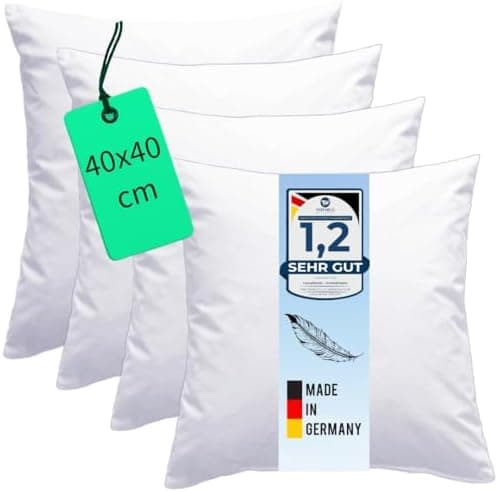 Luxusfeder Feder Kissen 4er Set 40x40 cm - 100% Baumwolle Bezüge - Öko-Tex Füllung