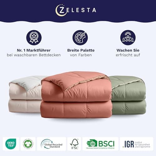 Zelesta Premiumbed 140x200 Doppelfach Daunendecke - Für Alle Jahreszeiten - Warm und Komfortabel - Waschbar -Anti-Allerg