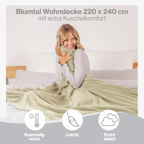 Blumtal wohndecke Anthrazit - flauschig - Oeko-TEX zertifiziert - 130x150 cm - Couch & Wohnzimmernutzung - Fliesdecke -