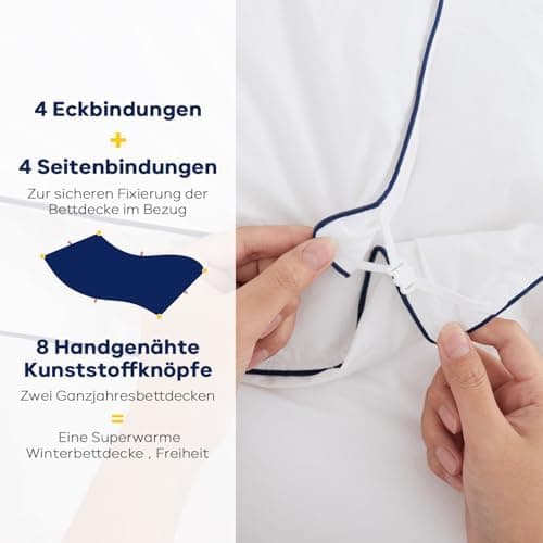 Deingebeudecke 135x200 mit Federn & Gänsedaunen, 100% Bauwolle Oeko-Tex, RDS Zertifiziert für Tierwohl (Ganzjahres Daune