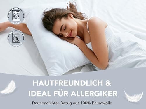 XDREAM Premium Daunenkissen 2er Set für Herren | Schlafzimmer |-pagination comfort-| 100% Baumwollhülle | 100% Daunen &