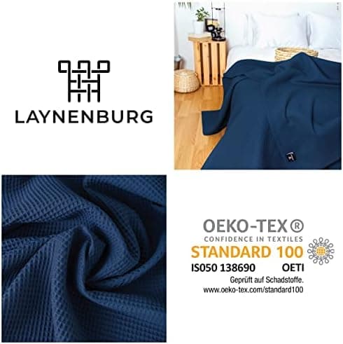 LAYNENBURG Premium Sommerdecke 150 x 200 cm - Waffelpique 100% Baumwolle - Creme OEKO-TEX STANDARD 100