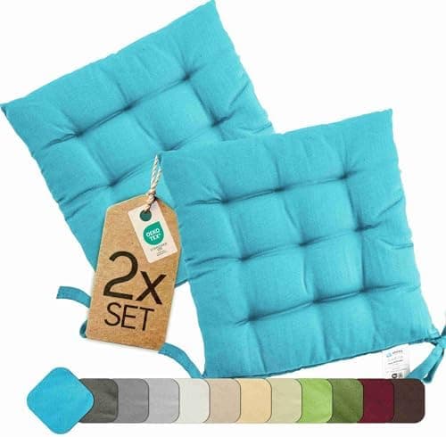 Etérea Türkiswaschbares Sitzkissen Stuhl 40x40 2er Set Inneneinbau - Outdoor & Indoor - OEKO-TEX Made in Green