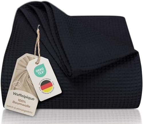 LAYNENBURG Premium Sommerdecke 150 x 200 cm - Waffelpique 100% Baumwolle - Creme OEKO-TEX STANDARD 100