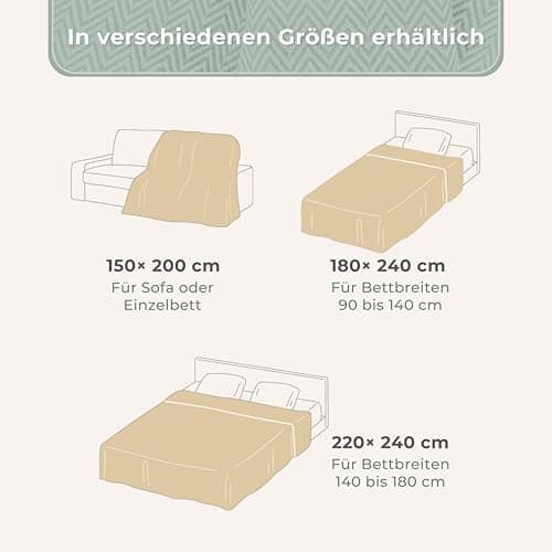 Gräfenstayn Premium Baumwolltagesdecke Creme - 100% Baumwolle - Sommerdecke - Fischgrätenmuster - Bett- und Couch-Überwu