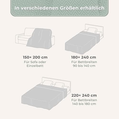 Gräfenstayn Premium Baumwolltagesdecke Creme - 100% Baumwolle - Sommerdecke - Fischgrätenmuster - Bett- und Couch-Überwu