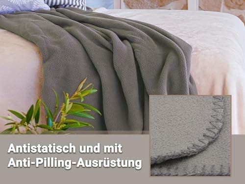 ZOLLNER Kuscheldecke in Taupe - weiche Couchdecke 130x170 cm - waschbar bis 95°C - Hotelqualität - Oeko Tex® Zertifizier